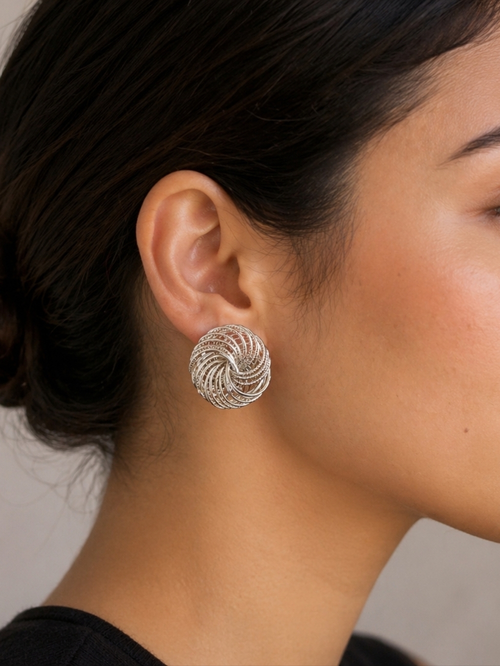 Vintage Atomic Spirograph Swirl Nebula Knot Clip-on Earrings